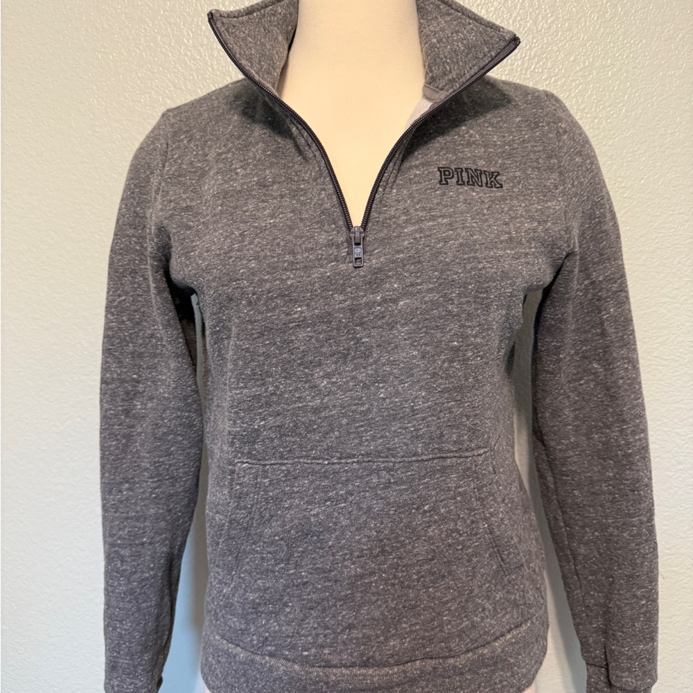 PINK Victoria's Secret‎ Gray Half-Zip Sweatshirt